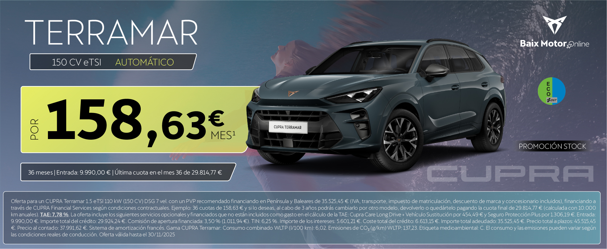 ¡Promoción! NUEVO CUPRA Terramar por 159€/mes*